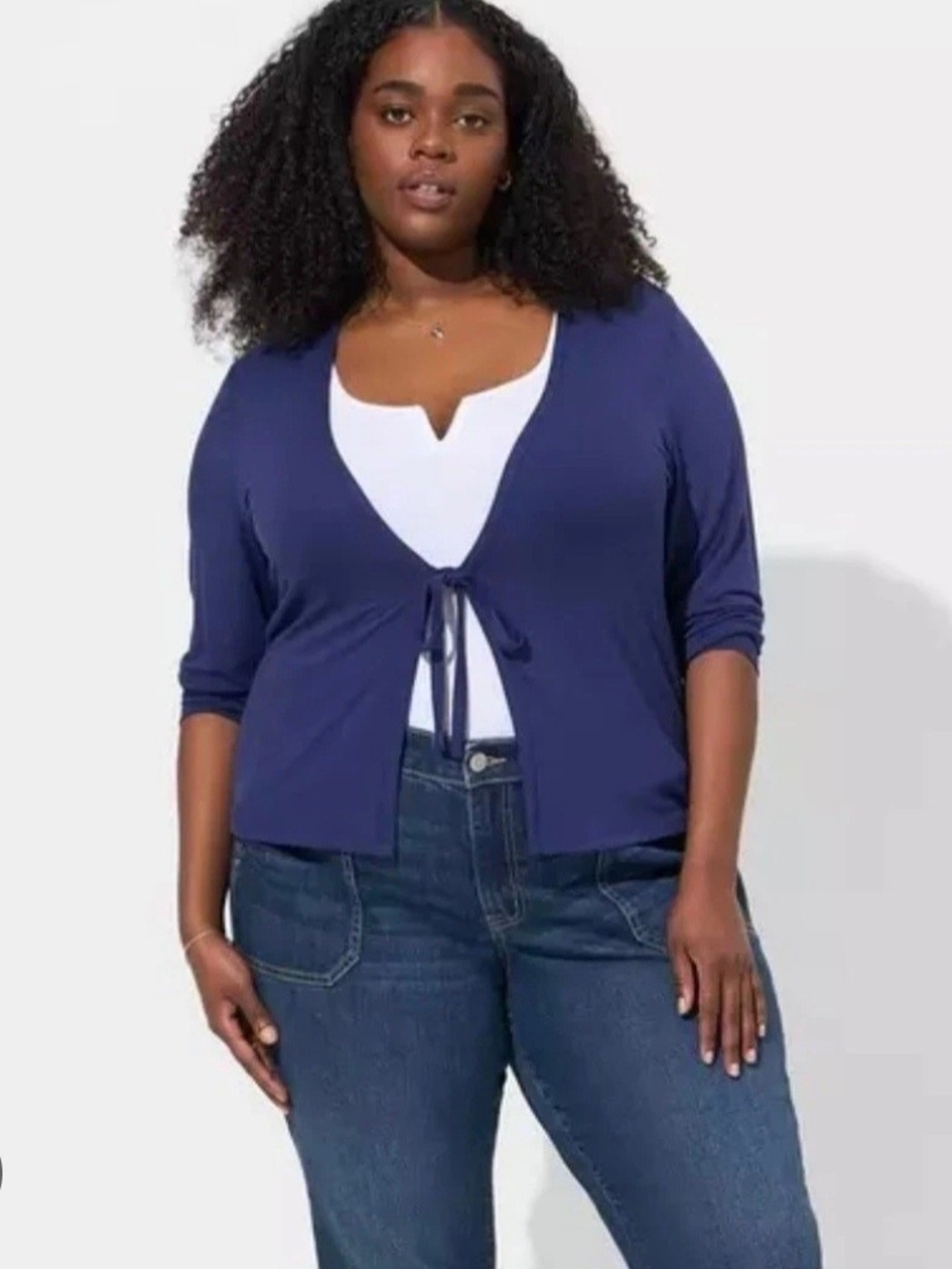 Super Soft By Torrid NWOT Sz 3 Navy Tie-Front Cardigan